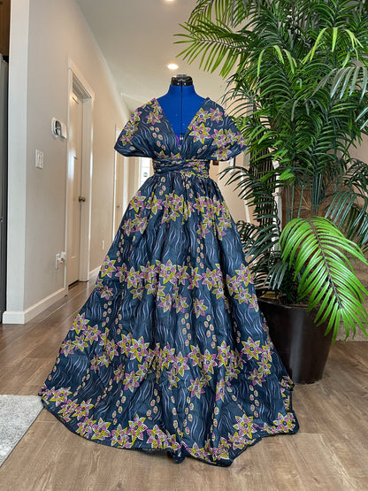 African clothing maxi dress/African fashion dress for women/African women clothing/African women full flare maxi dress with two pockets WP902