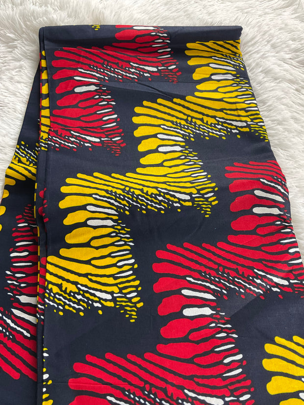 Ankara fabric/African fabric/Ankara fabric/Danshiki fabric/African print/Ankara fabric for dress/ African textile for crafts/Black Red Yellow African Fabric