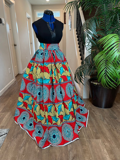 Green Orange Teal Circles African Skirt/Ankara Skirt/African Skirt For Women/African Clothing/VA12