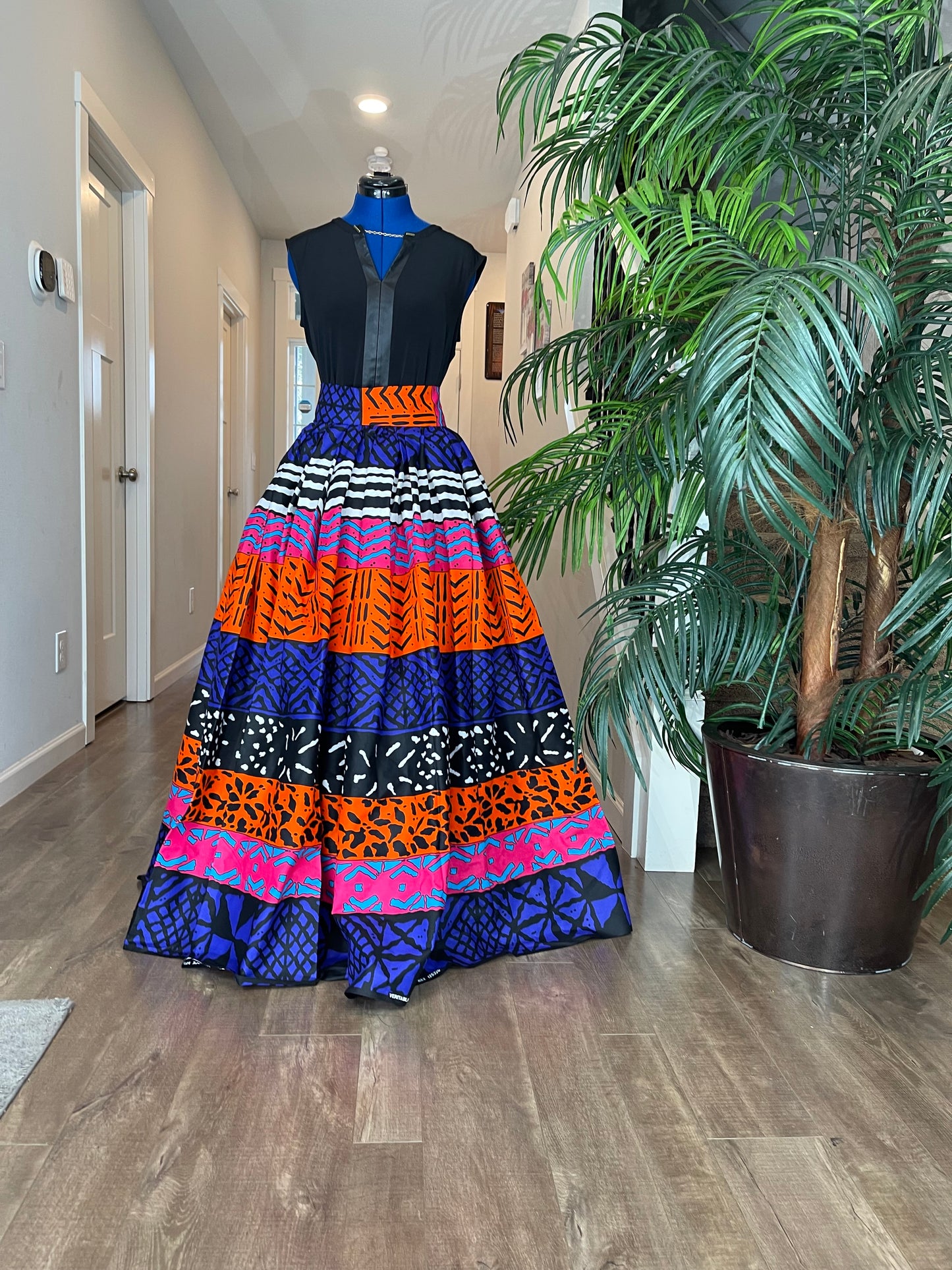 African Skirt/Ankara Skirt/Pink Orange And Blue Skirt/African Clothing.