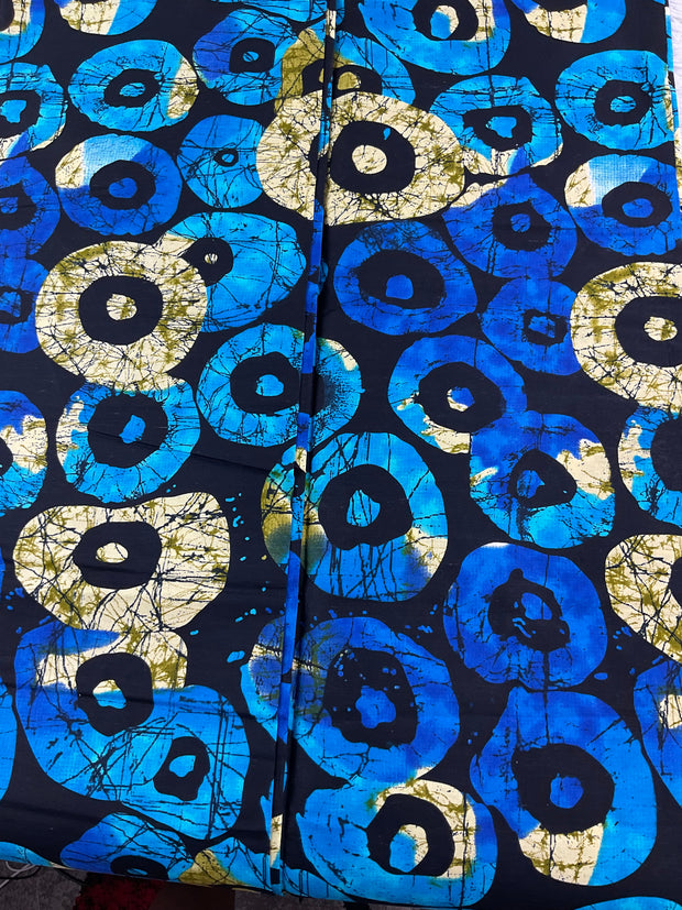 African fabric/Ankara fabric/Ankara fabric/KM108/Blue and Cream African Print/African Wax