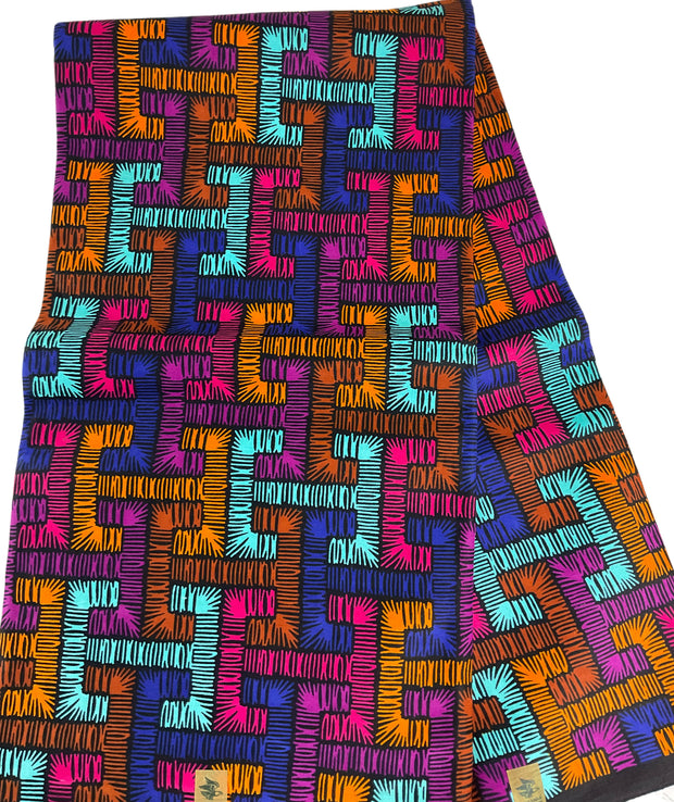Brown and Blue African Fabric/Ankara fabric/African Wax Print/KM57D