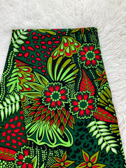 African fabric/Ankara fabric/ Danshiki/Danshiki fabric/African print/Ankara fabric for dress/ African textile for crafts/African print for sewing/KM10/Green and Red African Fabric