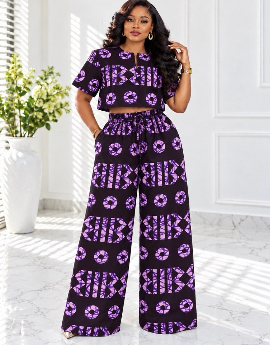 African Crop Top and Pant/Ankara Pant Set/African Clothing