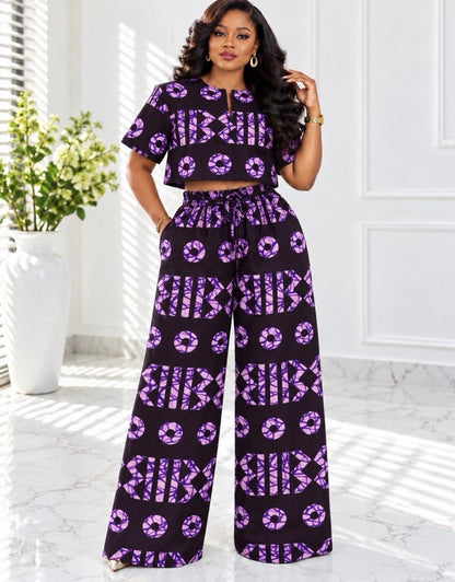 African Crop Top and Pant/Ankara Pant Set/African Clothing