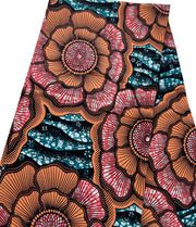 BROWN AND GREEN FLORAL AFRICAN FABRIC/100% COTTON fABRIC/ANKARA FABRIC BY THE YARD/QT1