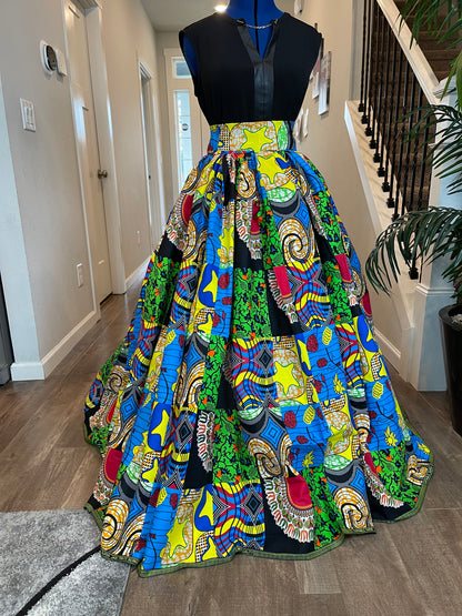 Green Red Blue African Skirt/Ankara Skirt/Boho Skirt/VA15