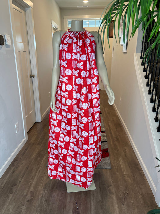 Red Halter Neck Backless Dress/Ankara Dress For Women /African Clothing/PK4