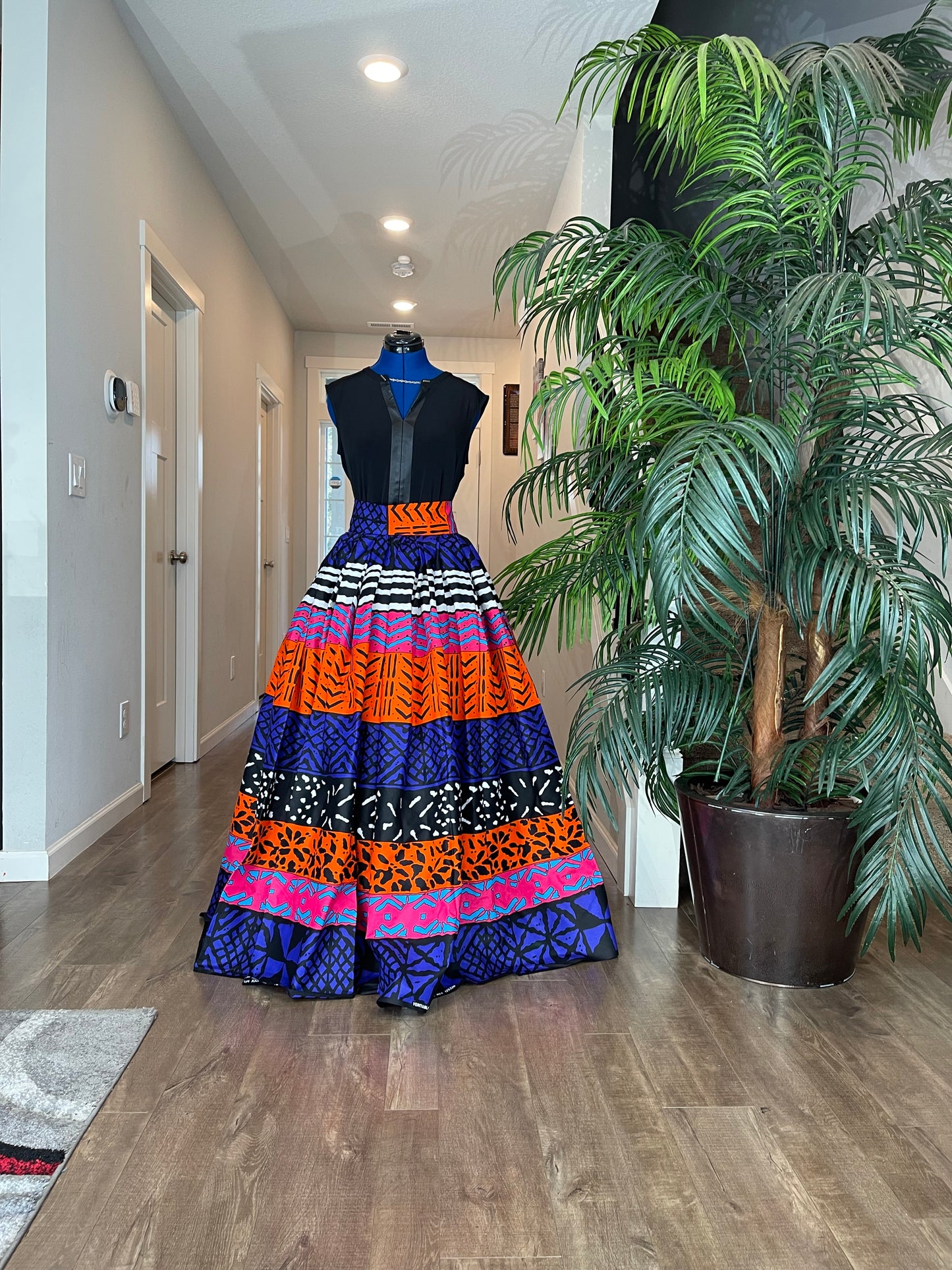 African Skirt/Ankara Skirt/Pink Orange And Blue Skirt/African Clothing.