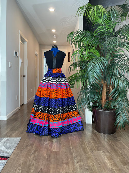 African Skirt/Ankara Skirt/Pink Orange And Blue Skirt/African Clothing.