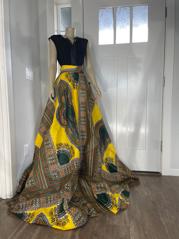Yellow and Green African Skirt/African Clothing For Women/Ankara Skirt.QT9