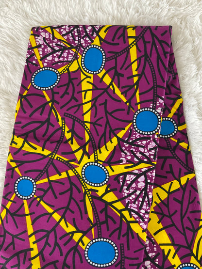African fabric/Ankara fabric/ Danshiki/Danshiki fabric/African print/Ankara fabric for dress/ Burgundy,Blue and Yellow African Fabric.
