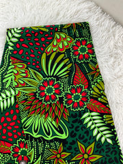 African fabric/Ankara fabric/ Danshiki/Danshiki fabric/African print/Ankara fabric for dress/ African textile for crafts/African print for sewing/KM10/Green and Red African Fabric