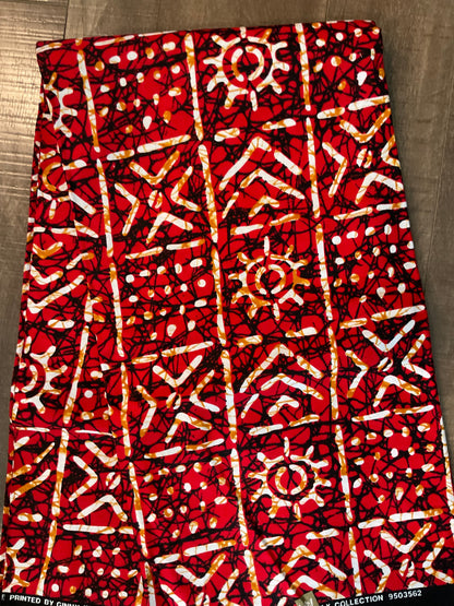 African fabric/Ankara fabric/ Danshiki/Danshiki fabric/African print/Ankara fabric for dress/ African textile for crafts/African print for sewing/Red and White African Fabric