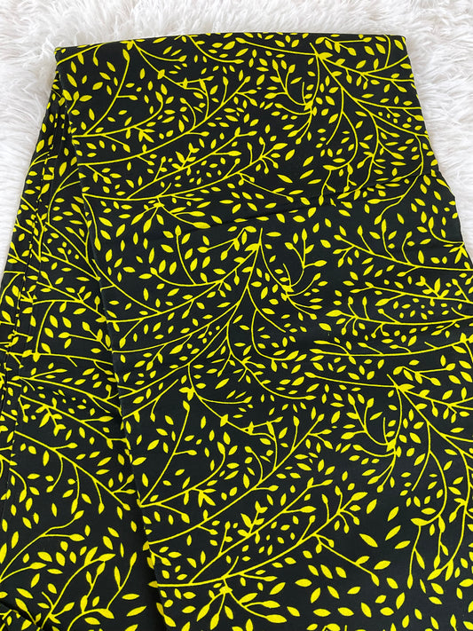 African fabric/Ankara fabric/ Danshiki/Danshiki fabric/African print/Ankara fabric for dress/ African textile for crafts/African print for sewing/KM10/Black and Yellow Ankara Fabric