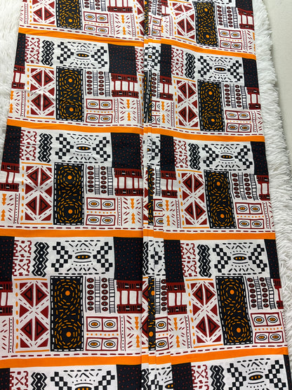 White and Brown African Fabric/Ankara Fabric/African Wax Print/KM57Q/