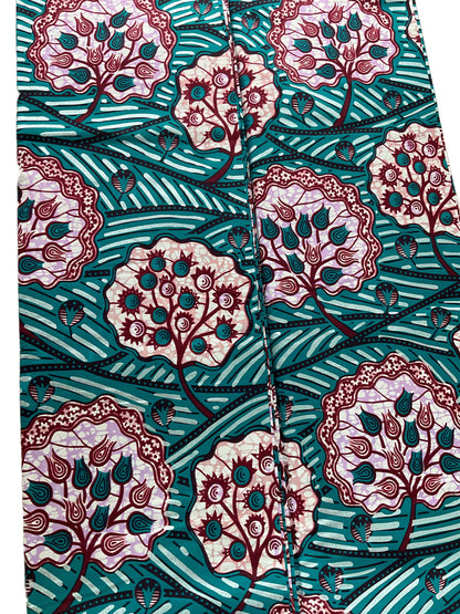 African fabric/Ankara-Green and White Color/African Wax Print/KM57B