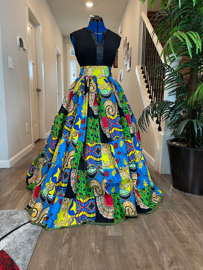 Green Red Blue African Skirt/Ankara Skirt/Boho Skirt/VA15