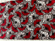 White and Red African fabric/Ankara fabric/ Danshiki/Danshiki fabric/African print/KM80
