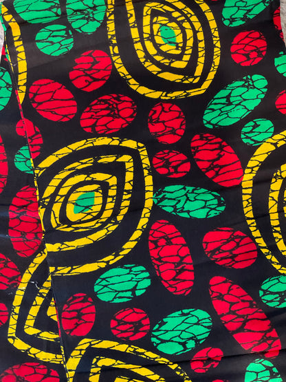 African fabric/Ankara fabric/ Danshiki/Danshiki fabric/African print/Ankara fabric for dress/ African textile for crafts/African Print/KM57/Red Green Yellow African Fabrics