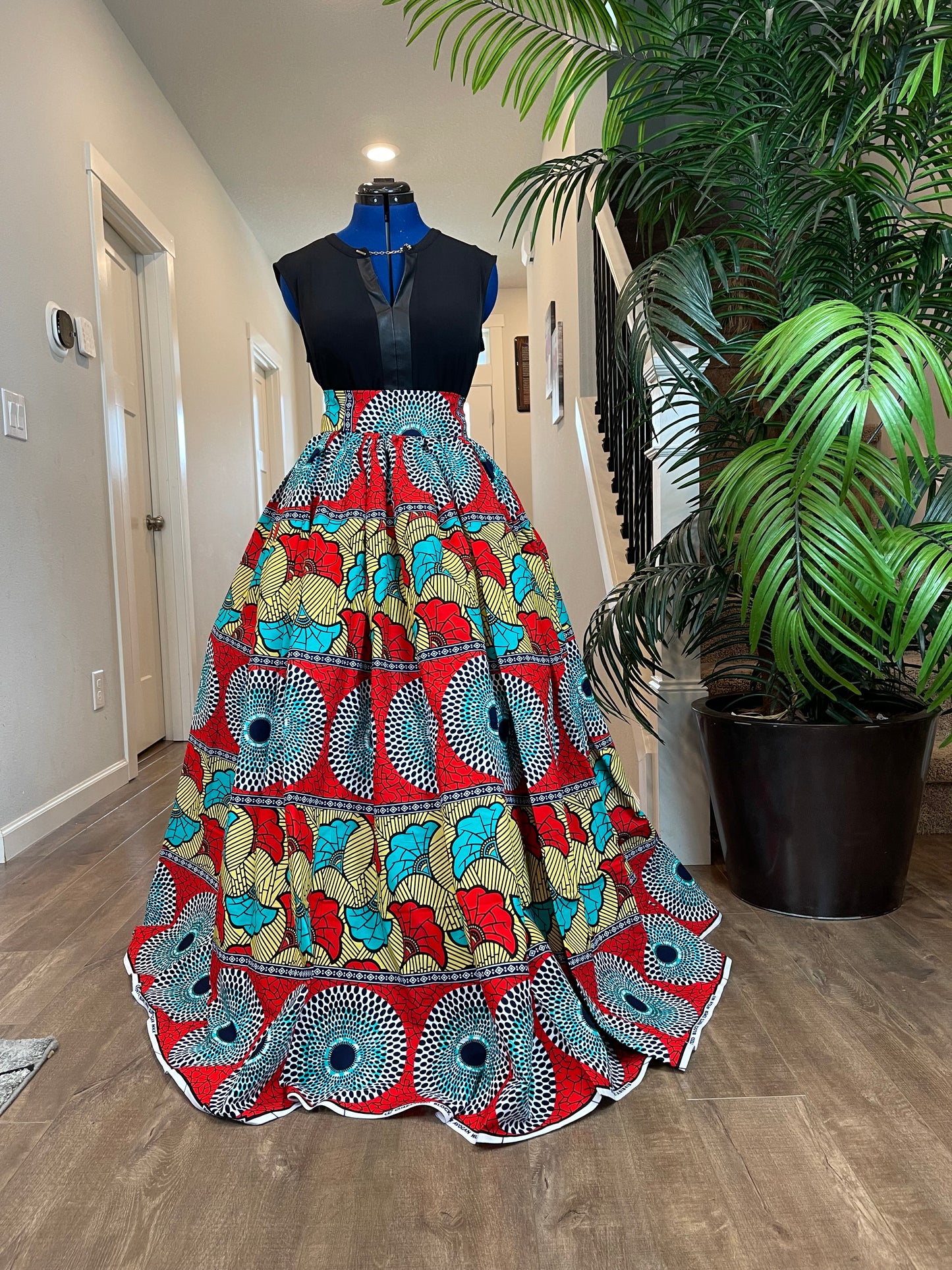 Green Orange Teal Circles African Skirt/Ankara Skirt/African Skirt For Women/African Clothing/VA12