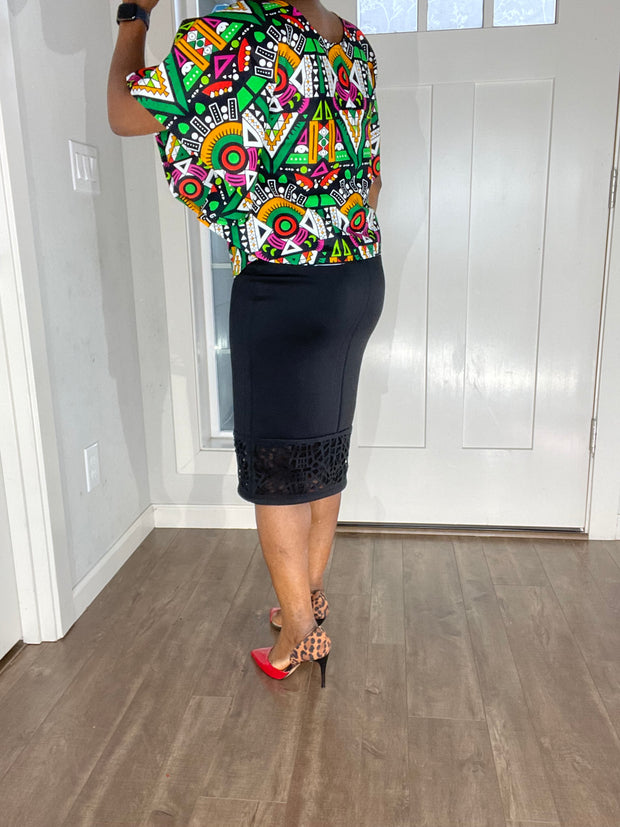 African clothing for women/ African blouse/African cape top/plus size African green top/ Full flare blouse/summer top/Ankara Blouse