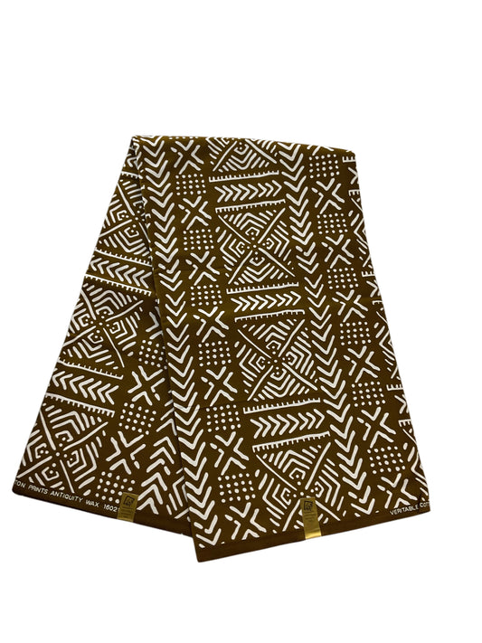 African Print Fabric/Ankara Print 6 Yards/By The Yard/Khaki Color Fabric/KM10k