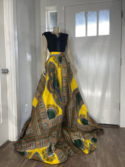 Yellow and Green African Skirt/African Clothing For Women/Ankara Skirt.QT9