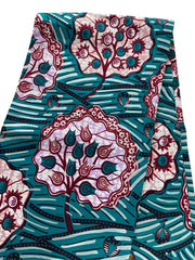 African fabric/Ankara-Green and White Color/African Wax Print/KM57B