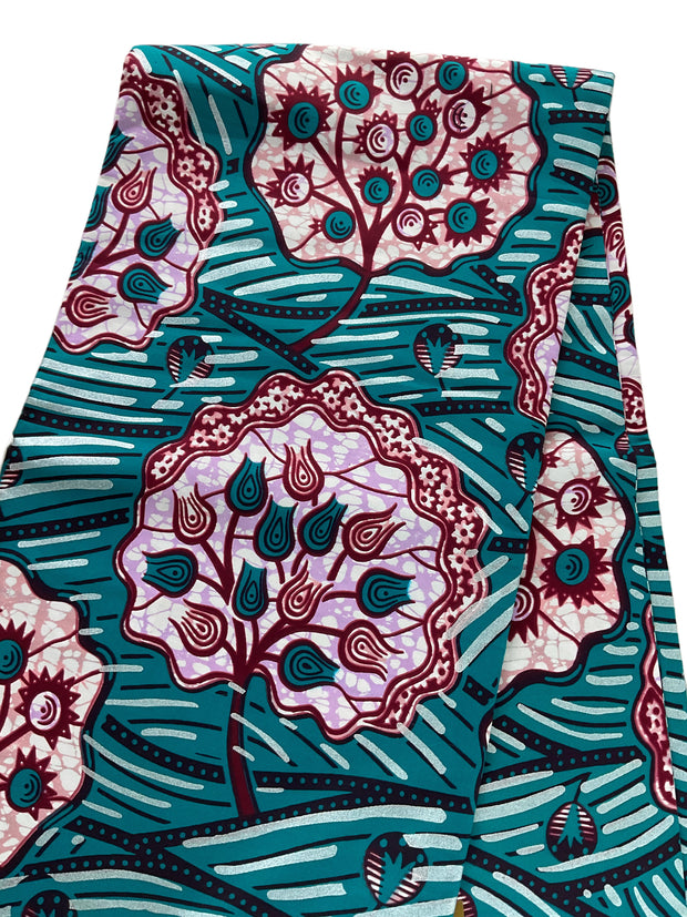 African fabric/Ankara-Green and White Color/African Wax Print/KM57B