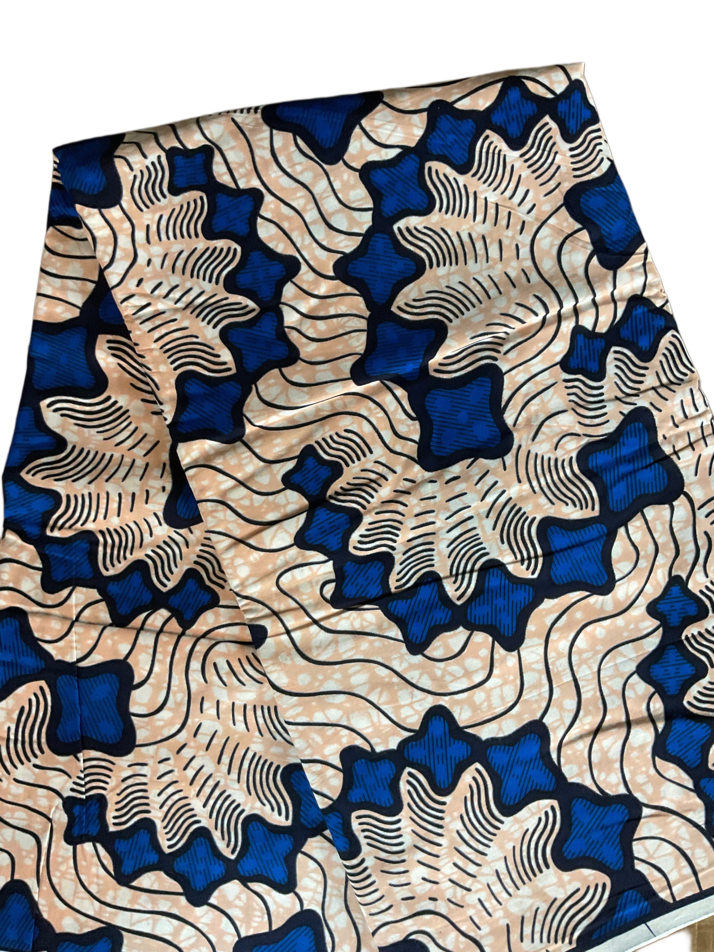 Ankara fabric/African fabric/African clothing/AK09/Blue and Cream Color