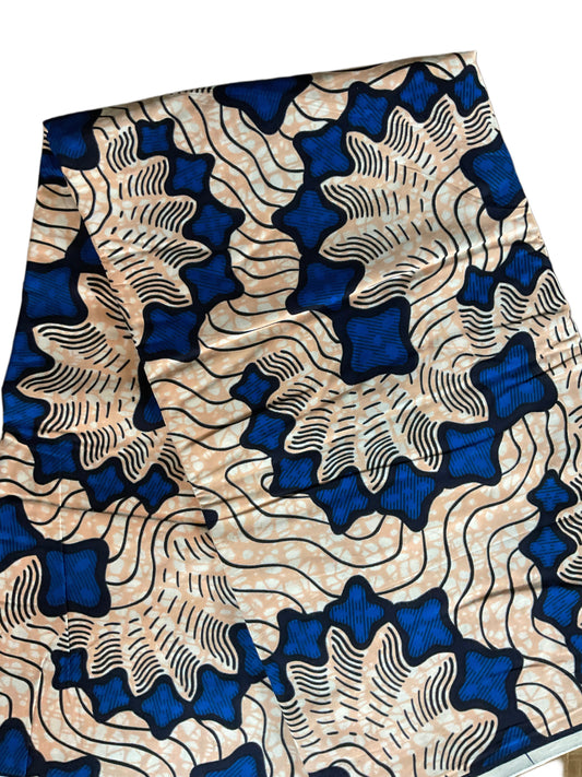 Ankara fabric/African fabric/African clothing/AK09/Blue and Cream Color