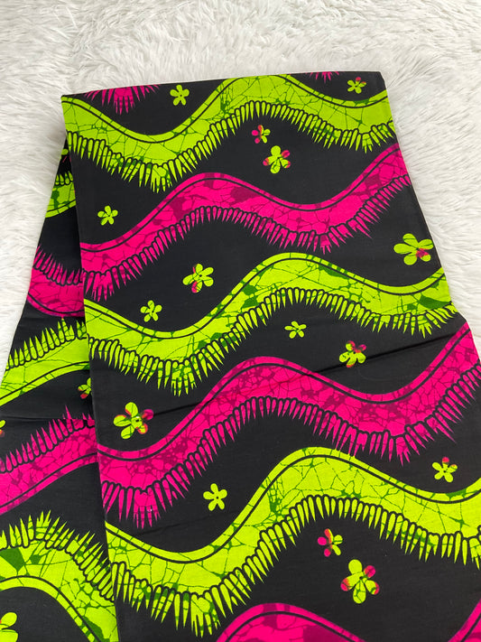 African fabric/Ankara fabric/ Danshiki/Danshiki fabric/African print/Ankara fabric for dress/ African textile for crafts/African Print/KM57/Pink and Green African Fabric