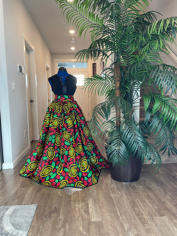 Green and Red African Skirt/African Clothing For Women/Ankara Skirt.QT8