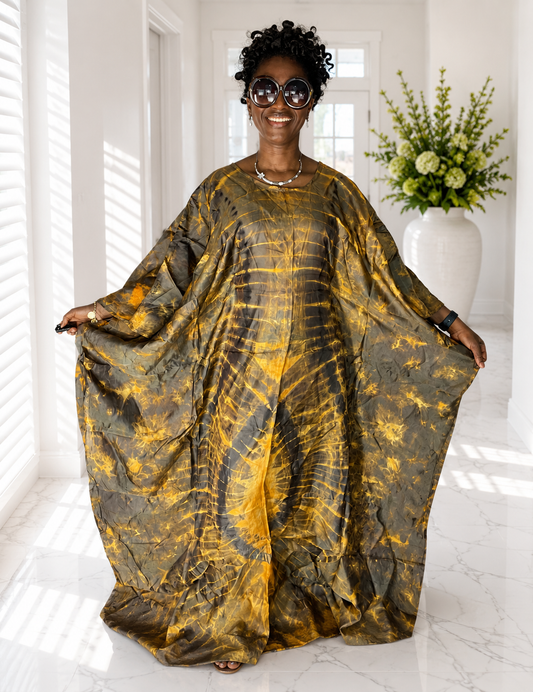 African Silk Kaftan /Plus Size Dress/Resort Dress/African Clothing/Blue