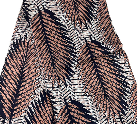 Quality African Print Fabric/Ankara Fabric 6 Yards/Cotton Fabric Per Yard/KM57R/Brown White Color