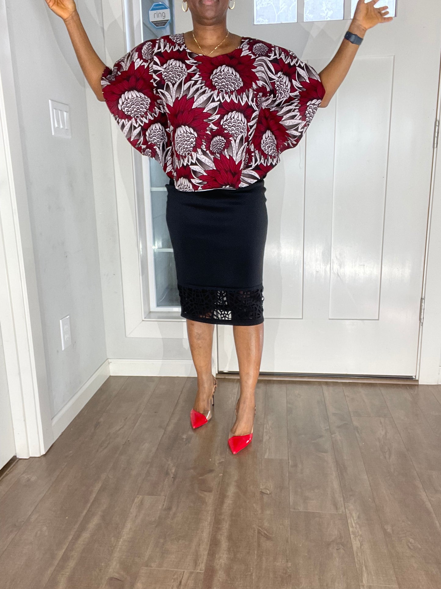 African clothing for women/African blouse/Ankara Top-Wine Color/Sexy Blouse