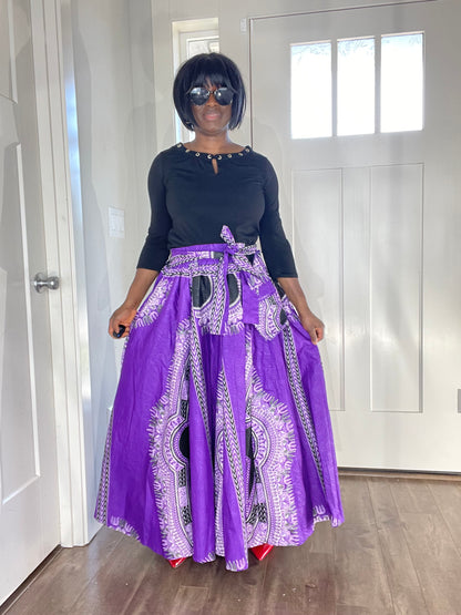 African Women Skirt With Pockets,Belt and Headwrap/Ankara Skirt/African Print Skirt/JT1