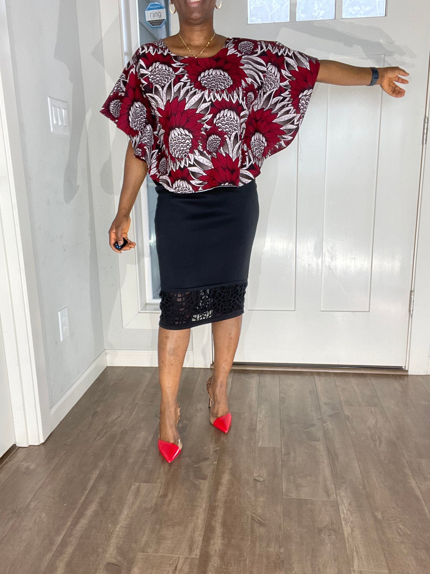 African clothing for women/African blouse/Ankara Top-Wine Color/Sexy Blouse