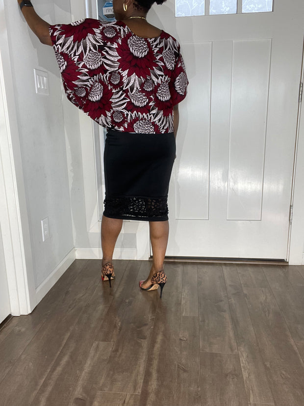 African clothing for women/ African blouse/African cape top/plus size African wine top/ Full flare blouse/summer top/Ankara Blouse