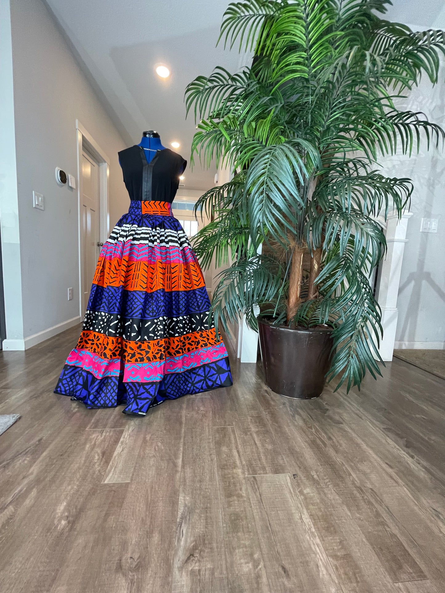 African Skirt/Ankara Skirt/Pink Orange And Blue Skirt/African Clothing.