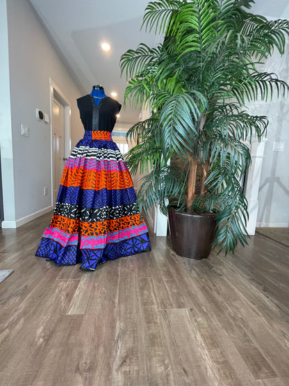 African Skirt/Ankara Skirt/Pink Orange And Blue Skirt/African Clothing.