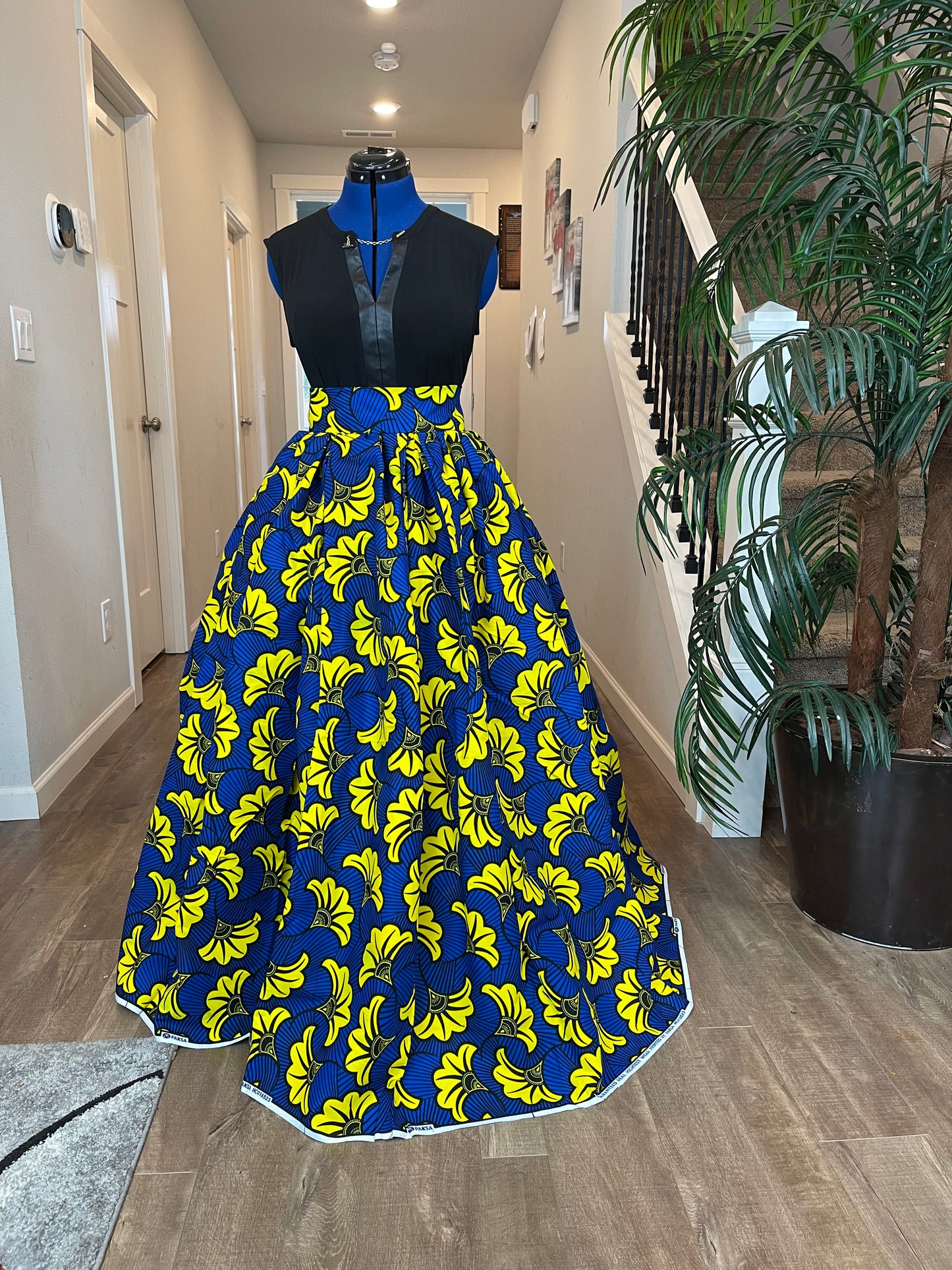 Blue and Yellow Floral African Skirt/Ankara Skirt/Boho Skirt/African wears