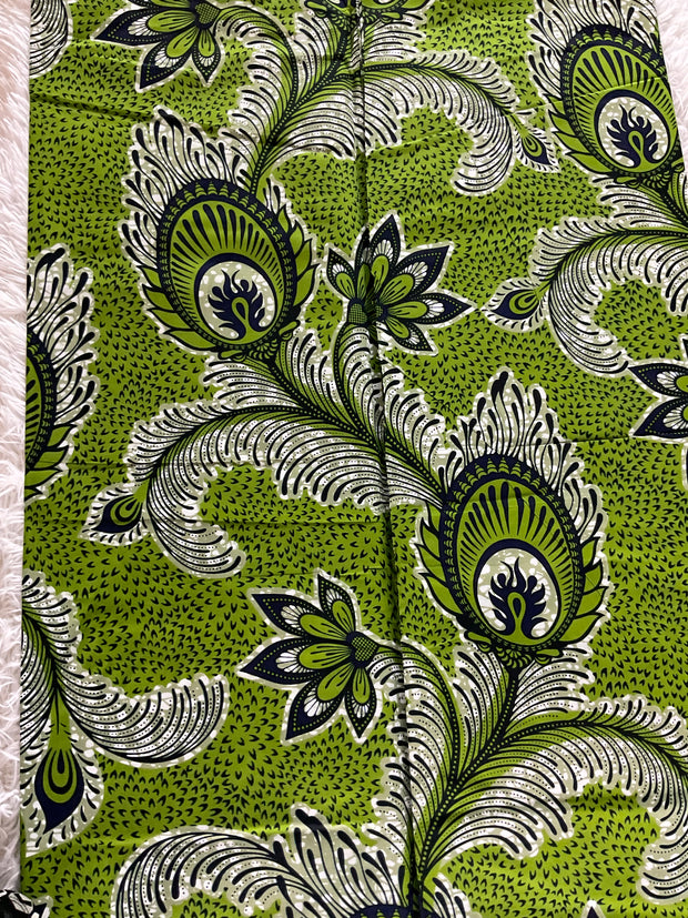 African fabric/ Danshiki/Danshiki fabric/African print/Ankara fabric for dress/ African textile for crafts/African print for sewing/KM36/Green ankara fabric