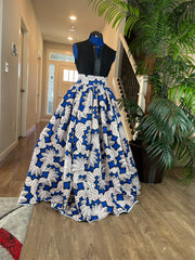 WHITE AND BLUE AFRICAN SKIRT/ANKARA SKIRT/AFRICAN CLOTHING/QT2