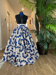 WHITE AND BLUE AFRICAN SKIRT/ANKARA SKIRT/AFRICAN CLOTHING/QT2