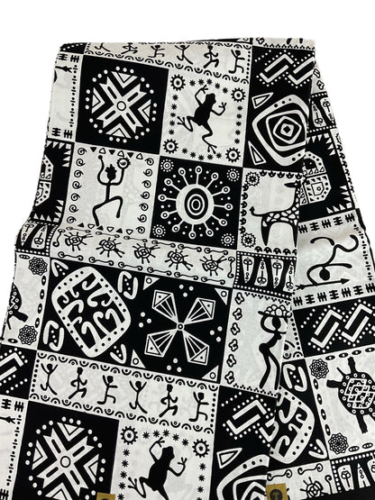 Black White African Print Fabric/Ankara Fabric Per Yard/Tribal Print/Africanwaxprint