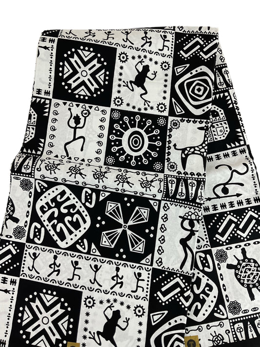 Black White African Print Fabric/Ankara Fabric Per Yard/Tribal Print/Africanwaxprint