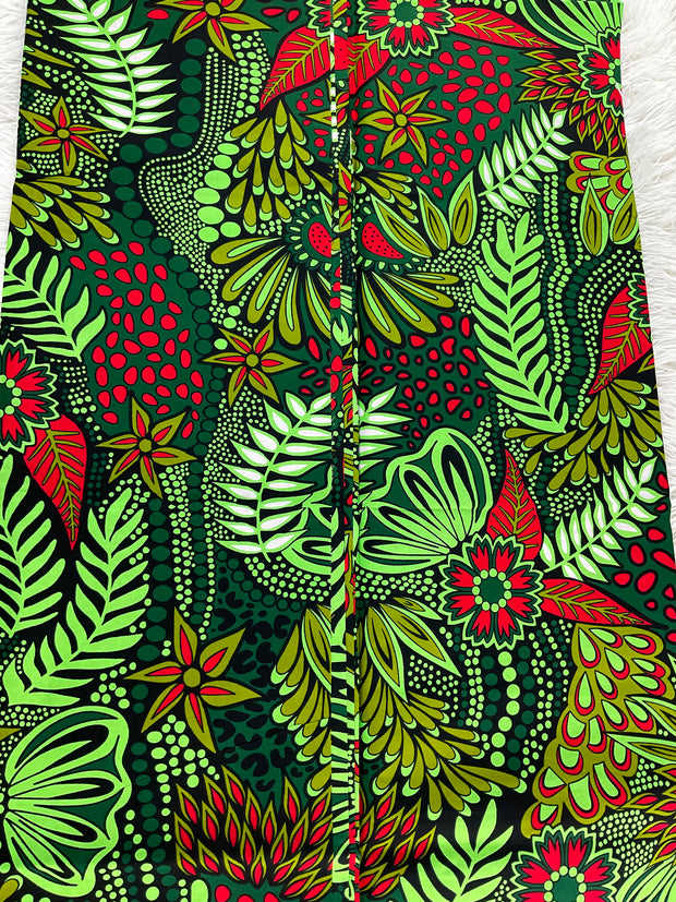 African fabric/Ankara fabric/ Danshiki/Danshiki fabric/African print/Ankara fabric for dress/ African textile for crafts/African print for sewing/KM10/Green and Red African Fabric