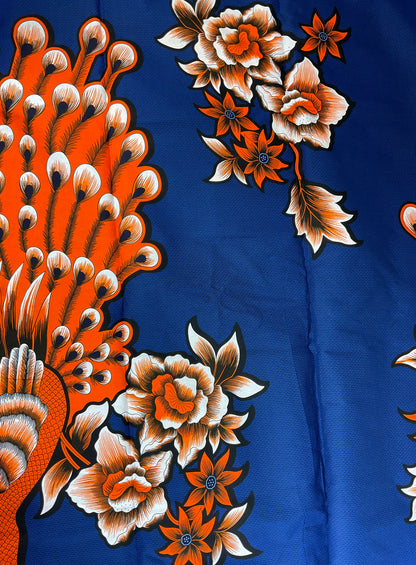 African fabric/Ankara fabric/ Danshiki/Danshiki fabric/African print/Ankara fabric for dress/ African textile for crafts/African Print/KM57/African Fabrics/Blue and Orange Fabric